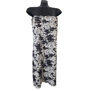 NWT JS Collection Black White Paneled Floral Bodycon Mini Dress Women's 10 E17.1